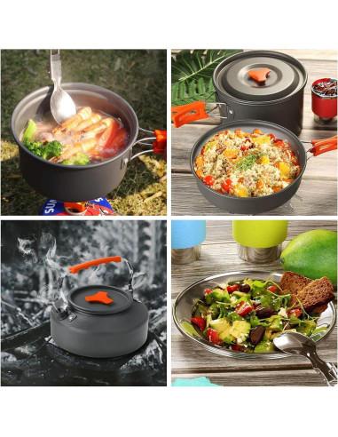 Juego de Cocina Camping Sanheshun 18 Piezas Aluminio