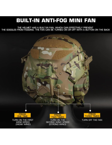 Casco Táctico Zhongren ZRS-HL-98 con Auriculares y Ventilador