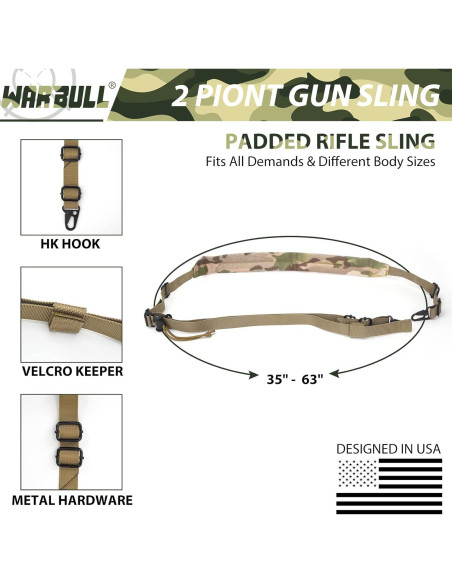 Correa de Rifle 2 Puntos WarBull MultiCamo Ajuste Rápido