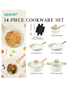 Juego de Ollas y Sartenes GiPP 14 Piezas Antiadherente 2
