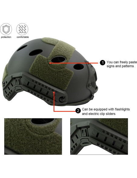 Casco Táctico Airsoft booiu PJ Verde Tamaño M Resistente