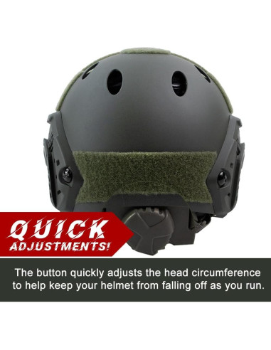 Casco Táctico Airsoft booiu PJ Verde Tamaño M Resistente