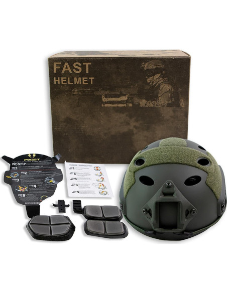 Casco Táctico Airsoft booiu PJ Verde Tamaño M Resistente