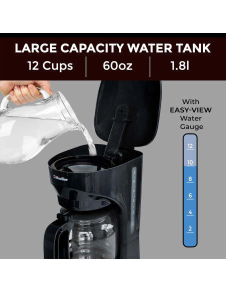 Cafetera de Goteo Mueller 12 Tazas - Jarra de Vidrio