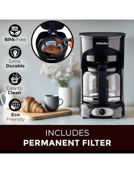 Cafetera de Goteo Mueller 12 Tazas - Jarra de Vidrio