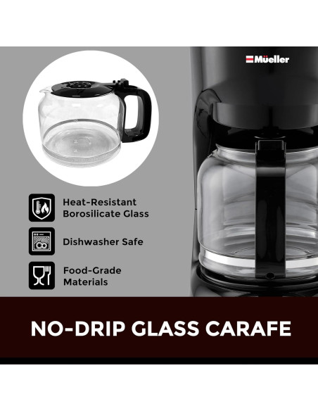 Cafetera de Goteo Mueller 12 Tazas - Jarra de Vidrio