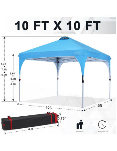 Carpa Plegable COOSHADE 3x3m Protección Solar Azul
