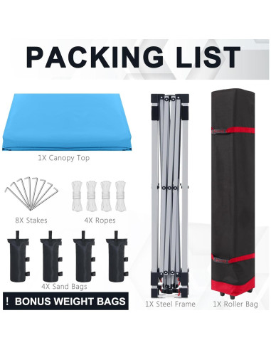 Carpa Plegable COOSHADE 3x3m Protección Solar Azul