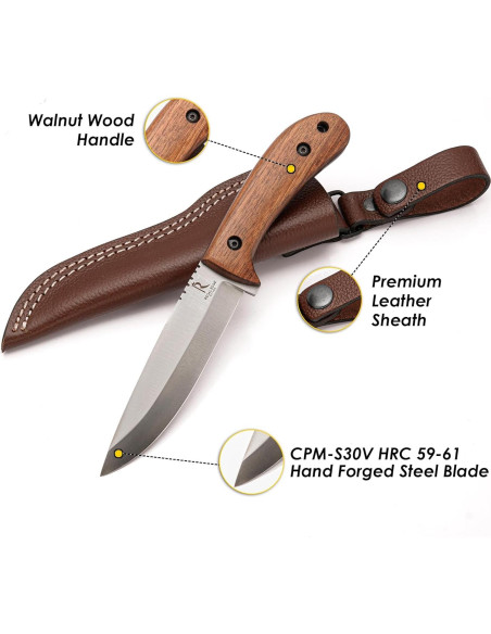 Cuchillo Bushcraft Regal Edge 22.86 cm con Funda de Cuero