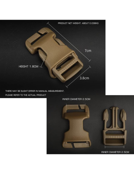 2 Piezas Hebillas Rápidas Tácticas POM 2.5cm Unisex