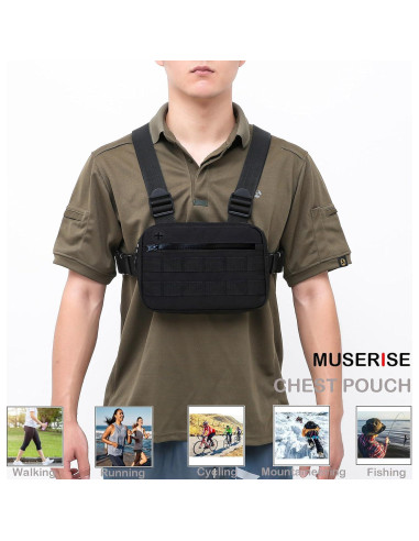 Bolsa de Pecho Deportiva Negra EDC para Hombres 23x16cm