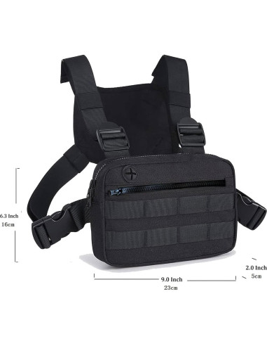 Bolsa de Pecho Deportiva Negra EDC para Hombres 23x16cm