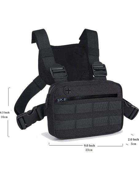 Bolsa de Pecho Deportiva Negra EDC para Hombres 23x16cm