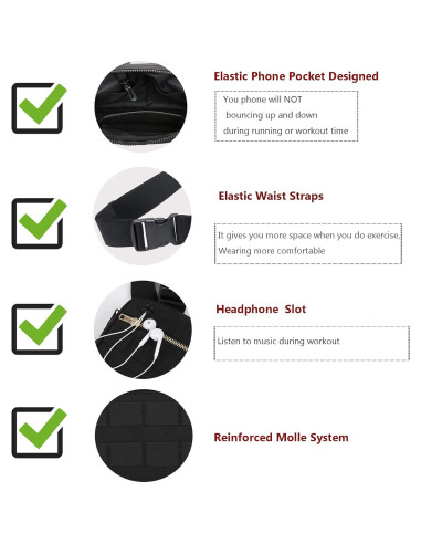 Bolsa de Pecho Deportiva Negra EDC para Hombres 23x16cm