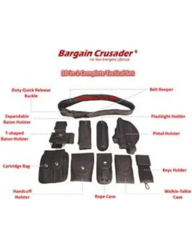 Cinturón Táctico Bargain Crusader Ajustable 9 Bolsillos