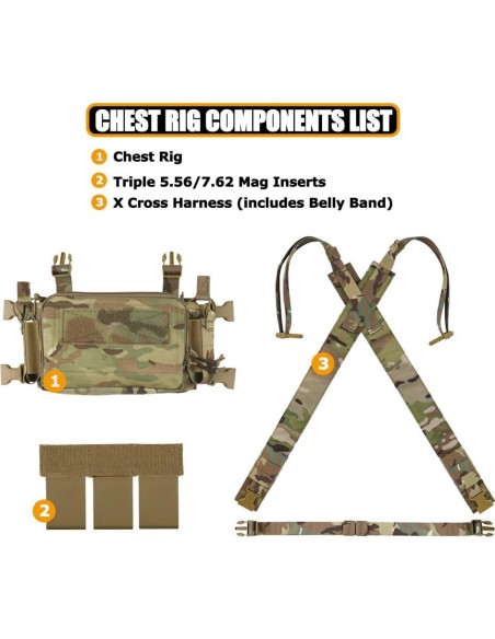 Chaleco Táctico KRYDEX con Pouch Triple y Arnés Ajustable