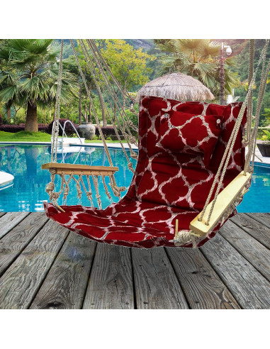 Silla Hamaca Colgante Backyard Expressions Geométrica Roja