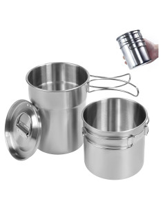 Juego de Tazas de Camping KOKKOYA Acero Inoxidable 2 Piezas