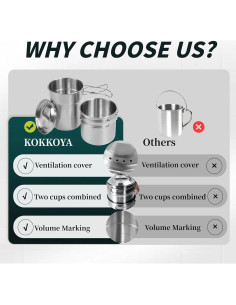 Juego de Tazas de Camping KOKKOYA Acero Inoxidable 2 Piezas 2