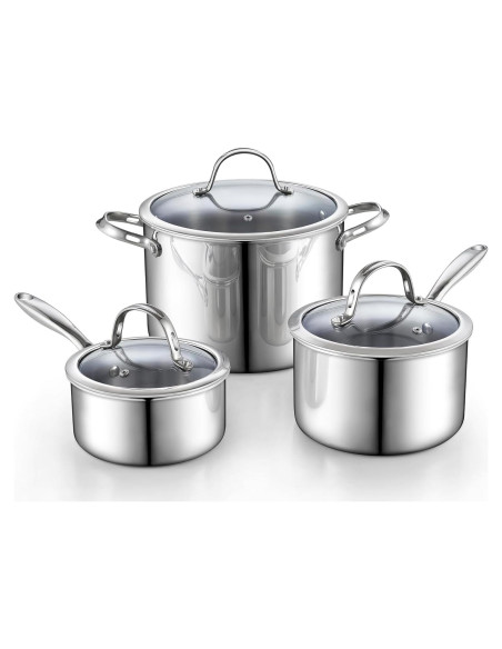 Juego de Ollas Cooks Standard 6 Piezas Acero Inoxidable