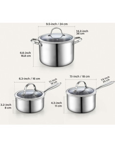 Juego de Ollas Cooks Standard 6 Piezas Acero Inoxidable 2