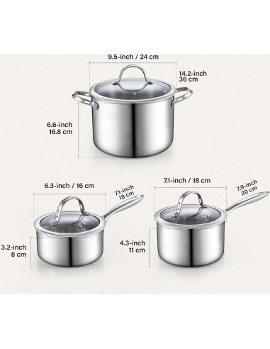Juego de Ollas Cooks Standard 6 Piezas Acero Inoxidable