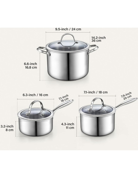 Juego de Ollas Cooks Standard 6 Piezas Acero Inoxidable