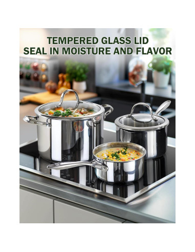 Juego de Ollas Cooks Standard 6 Piezas Acero Inoxidable
