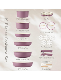 Set de Ollas y Sartenes CAROTE 19 Piezas Antiadherente 2