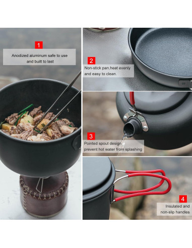 Juego de cocina Alocs 8 Piezas para Camping 2.2L y más