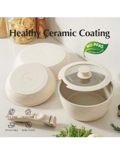 Juego de Ollas y Sartenes Cerámicas Redchef 16 Piezas Beige 2