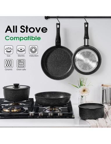 Juego de 15 Piezas SODAY Ollas y Sartenes Antiadherentes