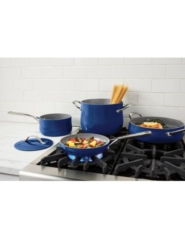 Set de Ollas y Sartenes Cuisinart 12 Piezas Cerámica Zafiro