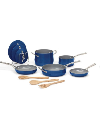Set de Ollas y Sartenes Cuisinart 12 Piezas Cerámica Zafiro