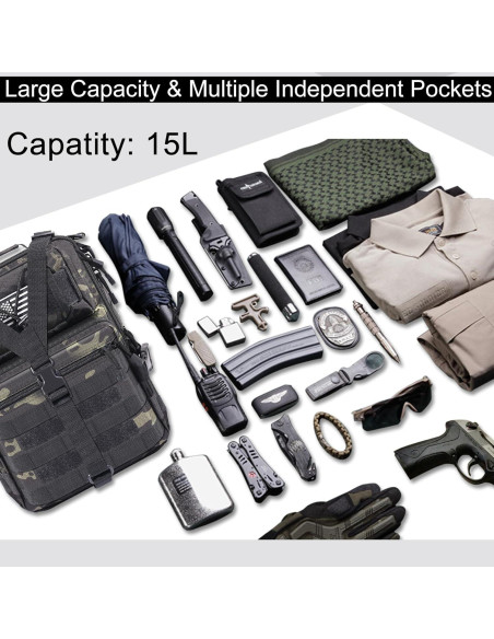 Bolsa de Bandolera Táctica HAOMUK EDC Compacta 24x16x35cm