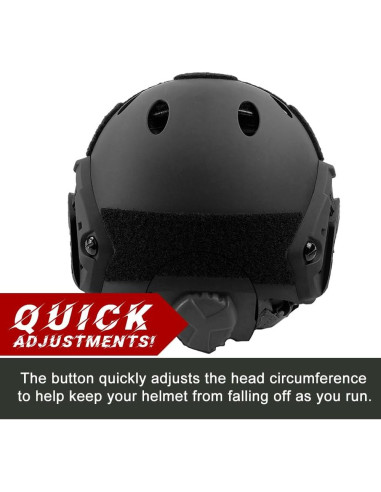 Casco Táctico Booiu Rápido Airsoft PJ Negro 55-60 cm