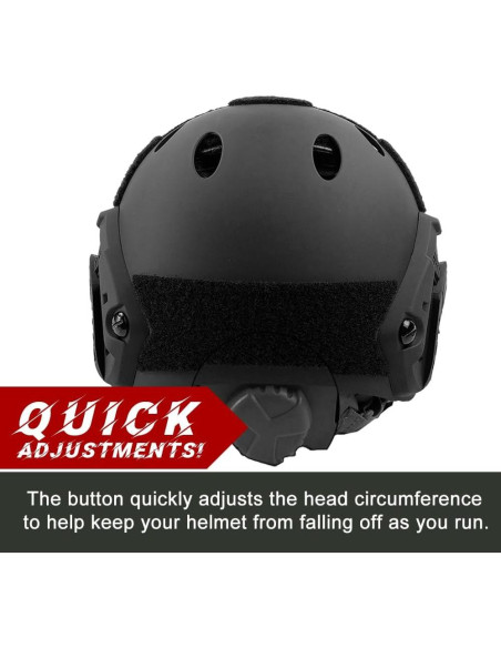 Casco Táctico Booiu Rápido Airsoft PJ Negro 55-60 cm