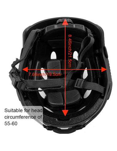 Casco Táctico Booiu Rápido Airsoft PJ Negro 55-60 cm