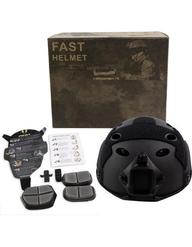 Casco Táctico Booiu Rápido Airsoft PJ Negro 55-60 cm