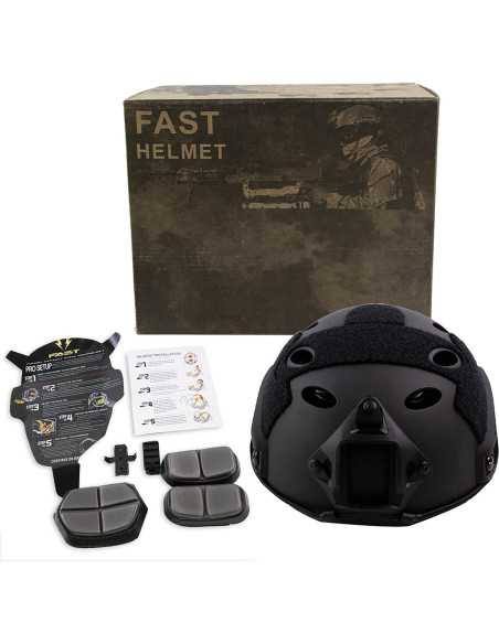 Casco Táctico Booiu Rápido Airsoft PJ Negro 55-60 cm