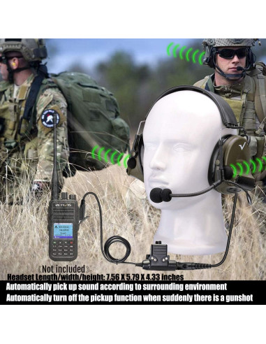 Auriculares Tácticos Retevis EHK007 con Micrófono y Reducción de Ruido