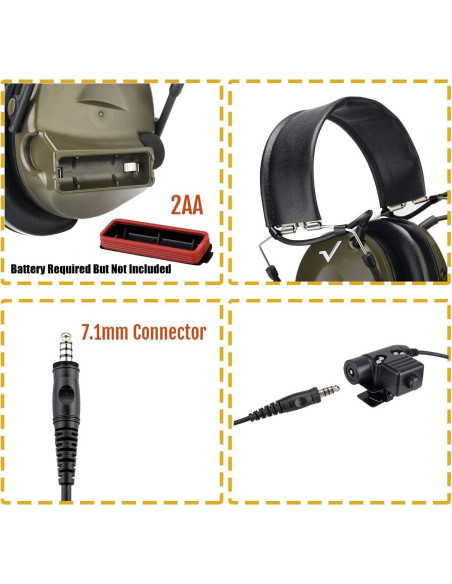 Auriculares Tácticos Retevis EHK007 con Micrófono y Reducción de Ruido