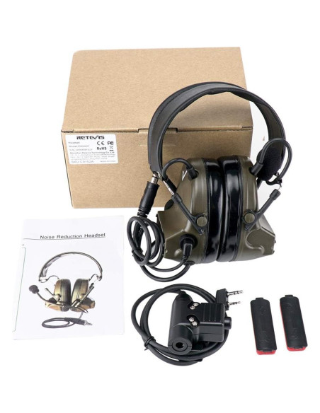 Auriculares Tácticos Retevis EHK007 con Micrófono y Reducción de Ruido