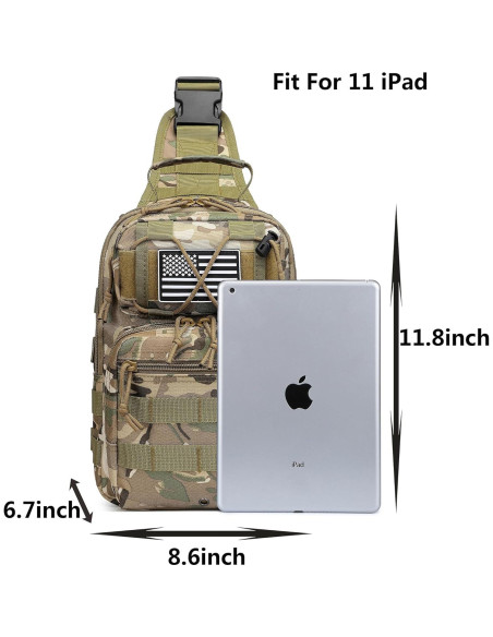 Mochila Cruzada Táctica Militar Negra 10L para Hombres