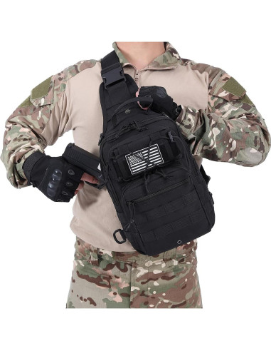 Mochila Cruzada Táctica Militar Negra 10L para Hombres