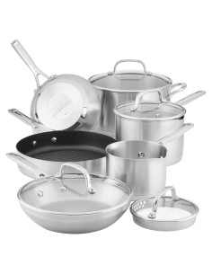 Juego de Ollas y Sartenes KitchenAid 10 Piezas Acero Inoxidable