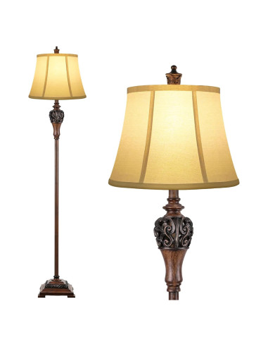 Lámpara de Pie Vintage Sucolite 162 cm Tela Blanca Rústica