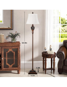 Lámpara de Pie Vintage Sucolite 162 cm Tela Blanca Rústica 2