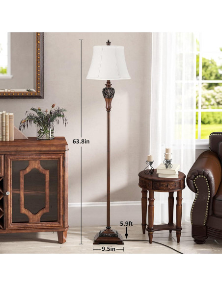 Lámpara de Pie Vintage Sucolite 162 cm Tela Blanca Rústica