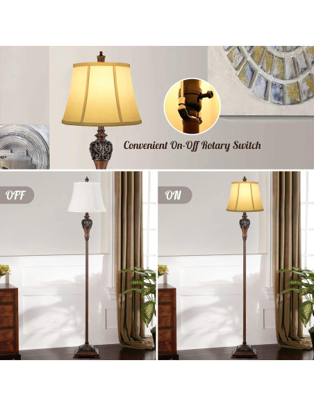 Lámpara de Pie Vintage Sucolite 162 cm Tela Blanca Rústica